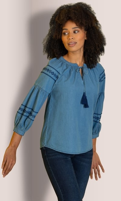 Boho Embroidered Raglan Sleeve Top