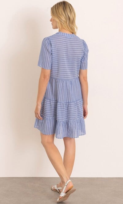 Short Sleeve Striped Cotton Tunic Dress