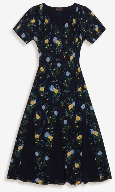 Anna Rose Garden Print Pleated Midi Dress