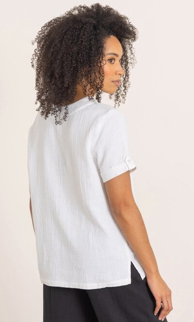 Short Sleeve Cotton V Neck Top