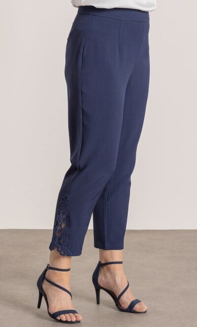 Anna Rose Lace Trim Slim Leg Trousers
