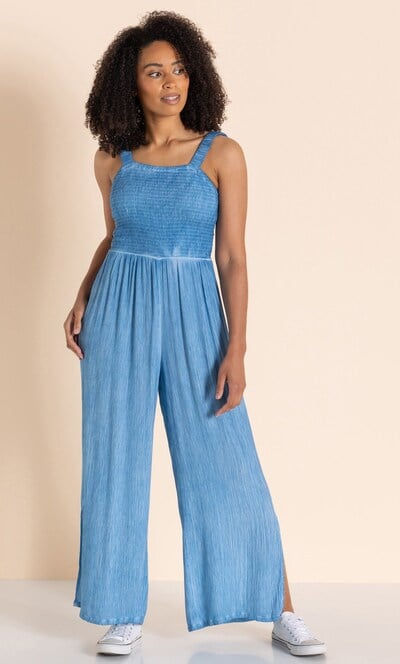 Wide Leg Crinkle Jumpsuit
