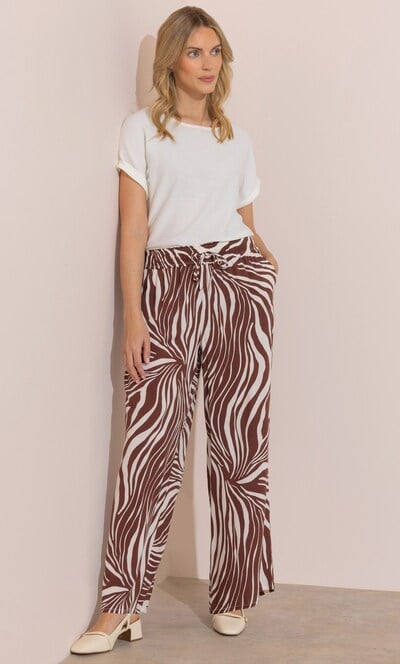 Wide Leg Zebra Print Trousers