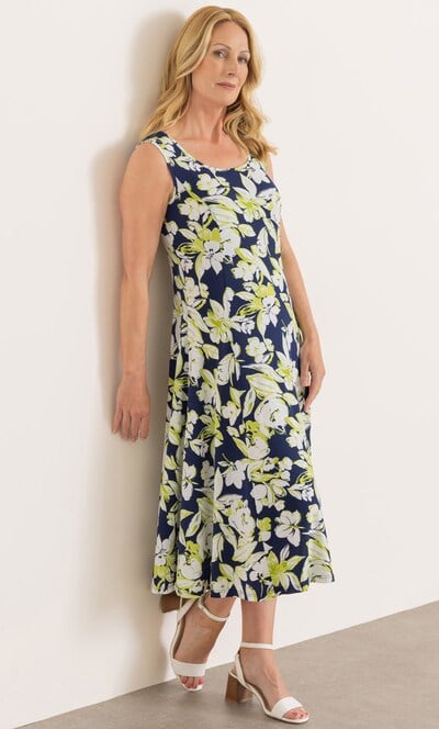 Anna Rose Floral Print Sleeveless Midi Dress