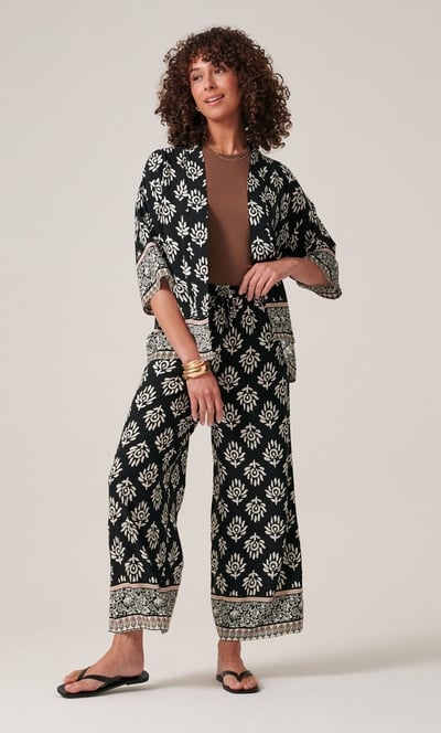 Printed Wide Leg Trousers