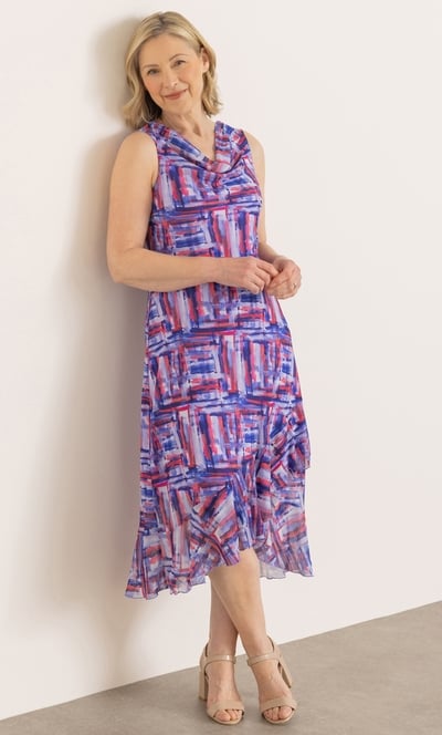 Anna Rose Printed Cowl Neck Dress