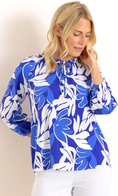 Printed Tie Neck Top