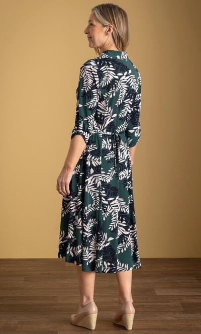 Anna Rose Leaf Print Jersey Shirt Dress