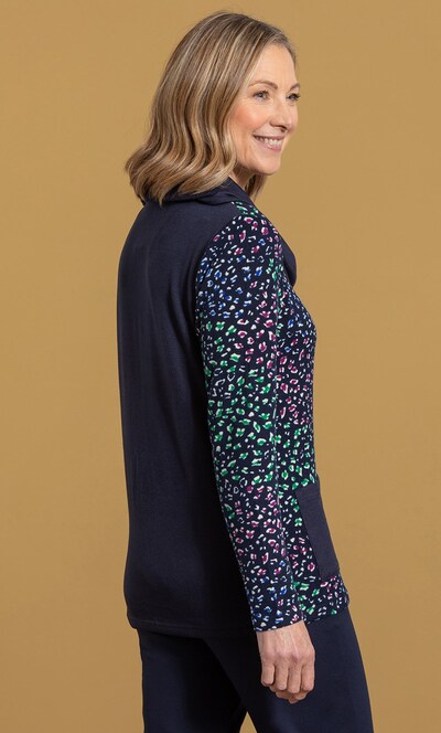 Anna Rose Embellished Patchwork Knit Top