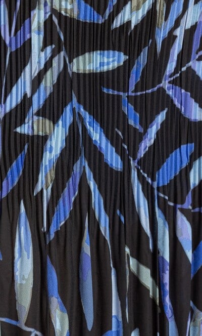 Leaf Print Pleated Midi Dress