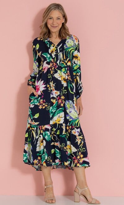 Anna Rose Exotic Floral Printed Midi Dress