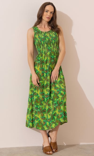 Printed Smocked Midaxi Dress