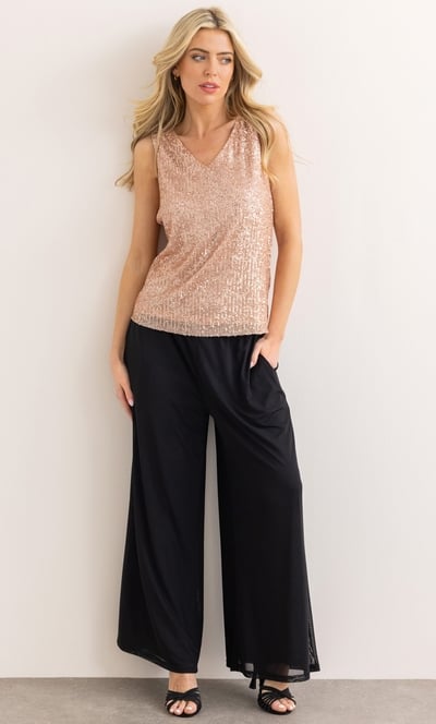 Sleeveless Sequin Mesh Top