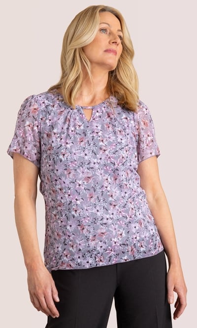 Anna Rose Textured Floral Print Top