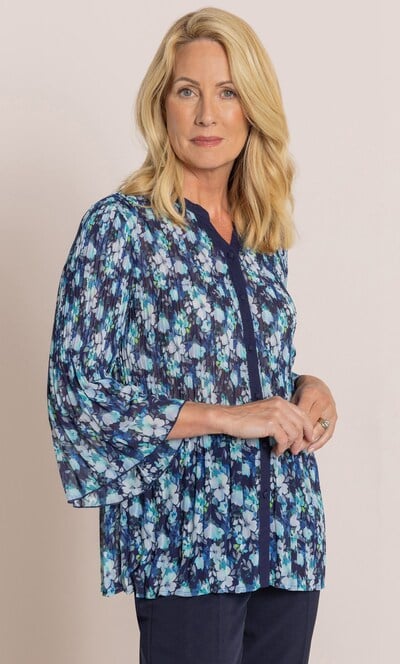 Anna Rose Floral Print Pleat Top