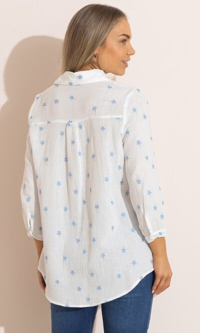 Floral Embroidered Textured Cotton Blouse