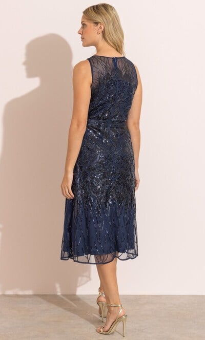 Embellished Mesh Midi Dress