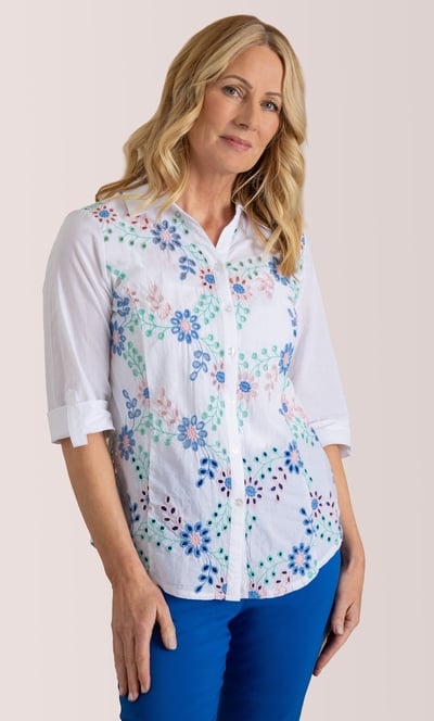 Anna Rose Embroidered Eyelet Shirt