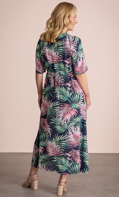 Anna Rose Leaf Print Shirt Midi Dress