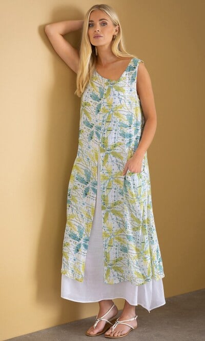 Printed Layered Sleeveless Maxi Dress