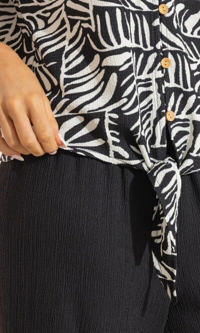 Printed Tie Front Top