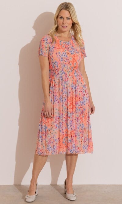 Anna Rose Floral Printed Pleated Dress