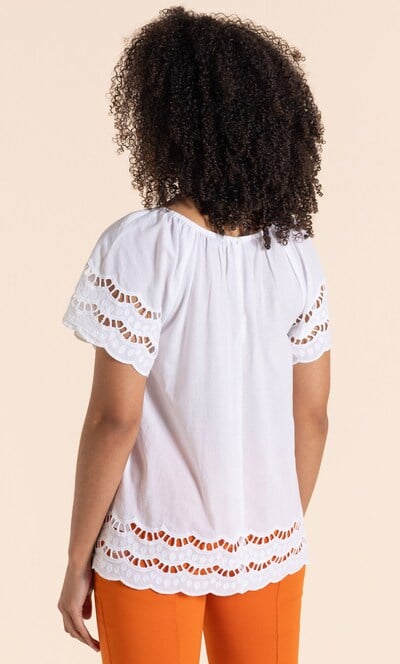 Border Embroidered Cotton Top