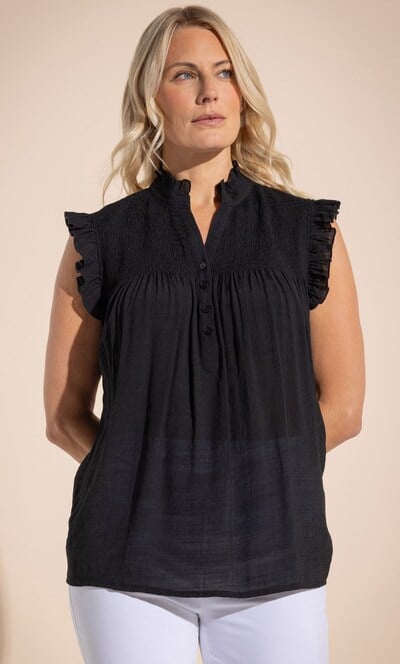 Sleeveless Frill Trim Top