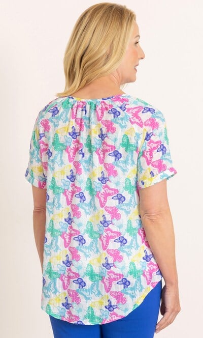 Anna Rose Short Sleeve Butterfly Print Top