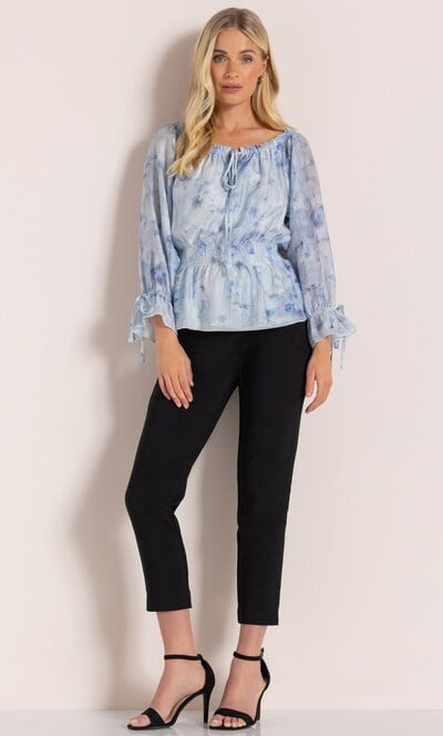 Floral Watercolour Print Textured Top