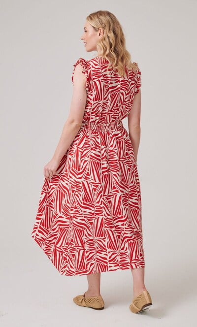 Printed Smocked Waist Midaxi Dress