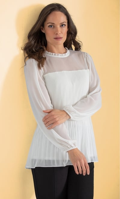 Pleated Long Sleeve Top