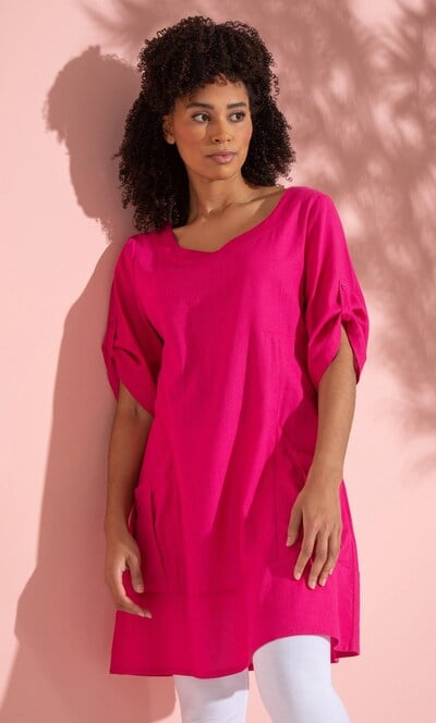 Oversized Linen Blend Tunic Top
