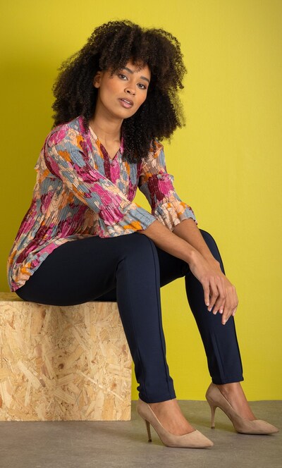 Floral Print Pleated Top