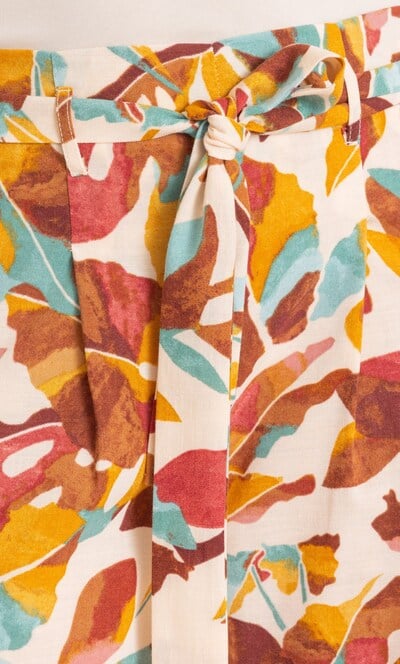 Printed Wide Leg Cropped Trousers