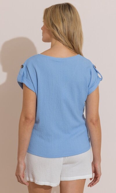 Textured Short Sleeve V Neck T-Shirt