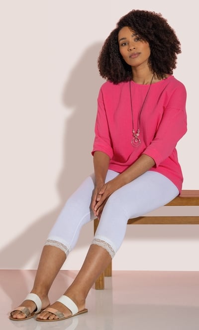 Loose Fit Textured Cotton Top With Necklace