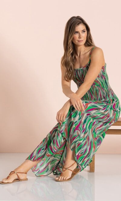 Pleat Printed Maxi Dress