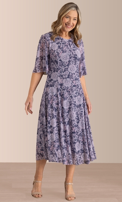 Anna Rose Floral printed Mesh Midi Dress