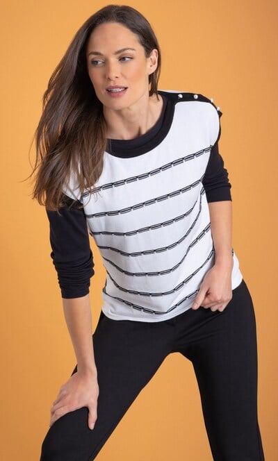 Stripe Knitted Short Sleeve Top