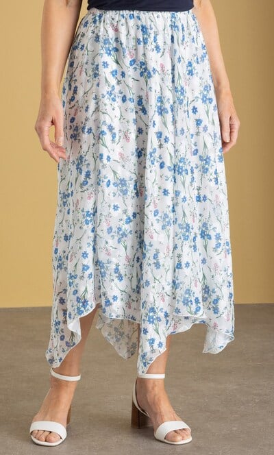 Anna Rose Garden Print Hanky Hem Skirt