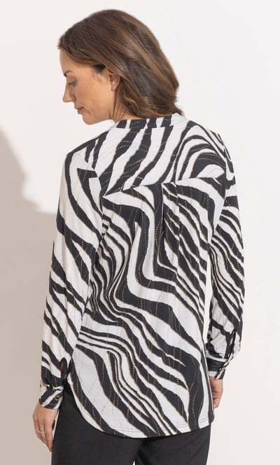 Anna Rose Embellished Animal Print Blouse
