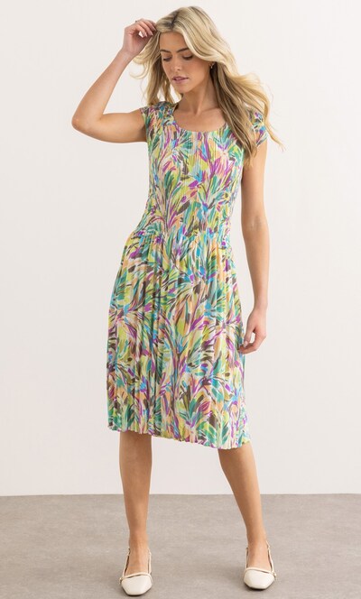 Garden Print Pleated Dress
