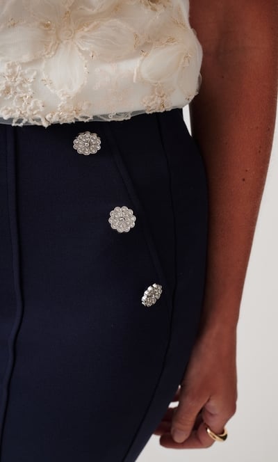 Embellished Straight Leg Pull On Trousers