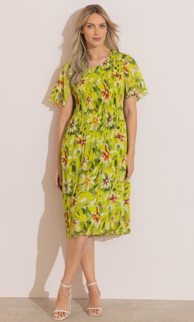 Floral Print Pleated Dress