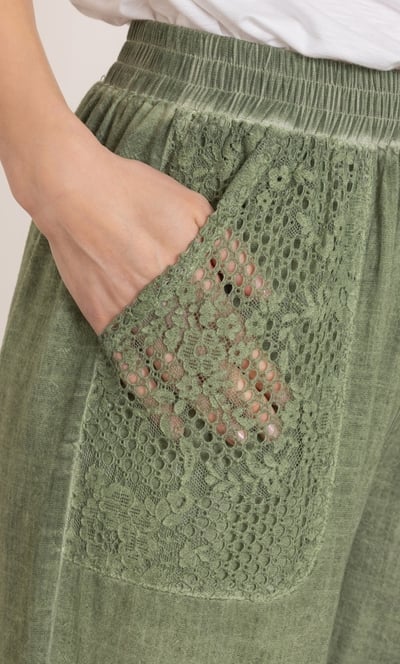 Wide Leg Linen Blend Cropped Trousers