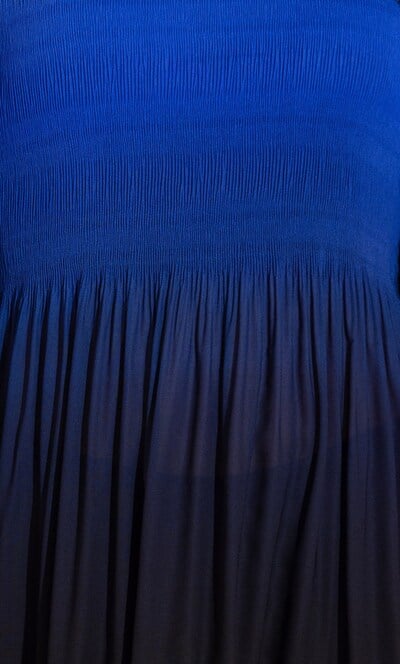 Ombre Pleated Long Sleeve Georgette Top