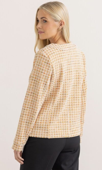 Square Pattern Textured Collarless Jacket