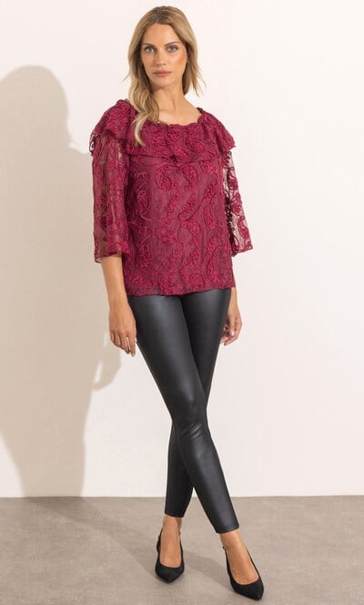 Embroidered Lace Bardot Top