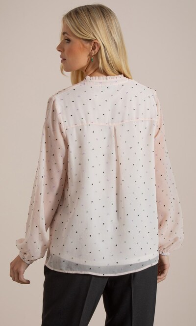 Dobby Spot Chiffon Tie Neck Top